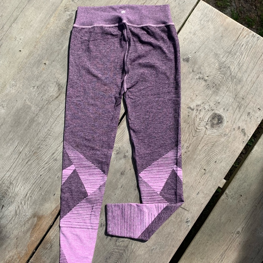 Splendid seamless purple color block yoga workout leggings stretch spandex pants - Picture 13 of 13